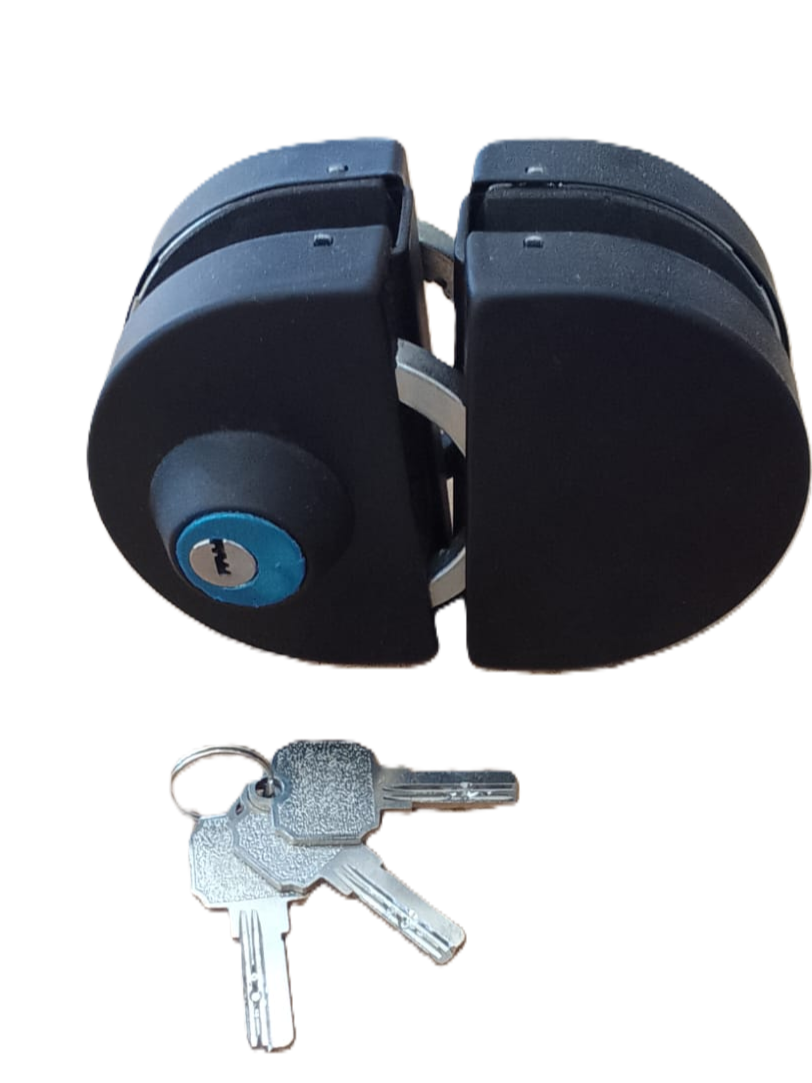 Cerradura De Centro Vidrio-Vidrio Negra Mate Acero Inoxidable